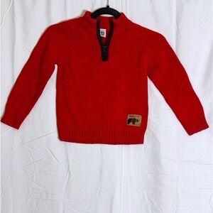 Carters Toddler Boys Red Quarter Zip Knit Sweater Bears Club Patch 5T
